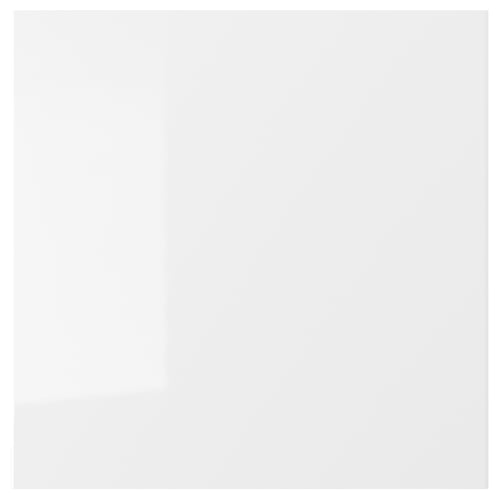 White RINGHULT kitchen drawer front, glossy, rectangular, sleek design.
