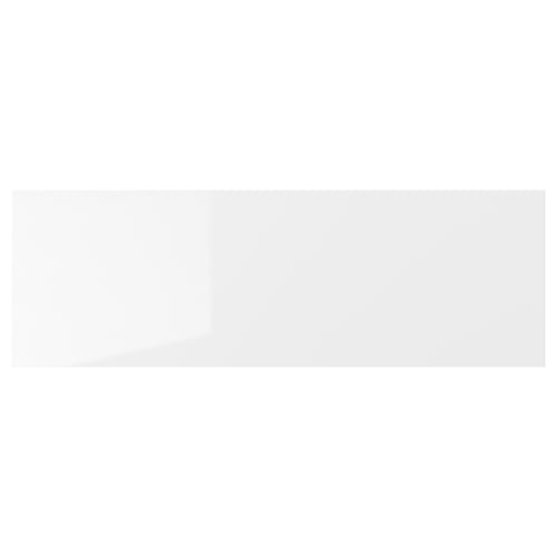 White glossy RINGHULT kitchen drawer front, sleek and modern, square edges.