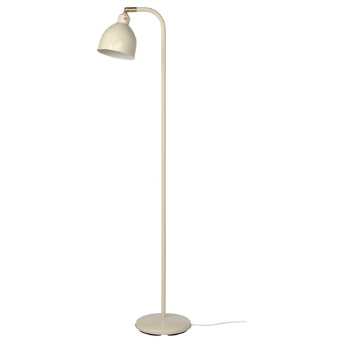 A white RÖDFLIK floor lamp with a curved stand and adjustable dome-shaped shade.