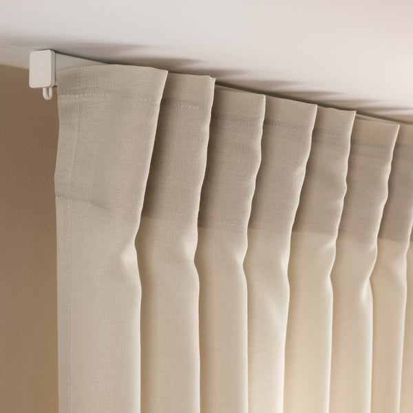 ROSENROBINIA Sheer curtains, 1 pair, beige/with heading tape, 145x250 cm