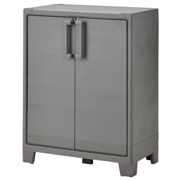 RUNMARÖ Cabinet with doors, dark grey indoor /outdoor, 80x44x100 cm