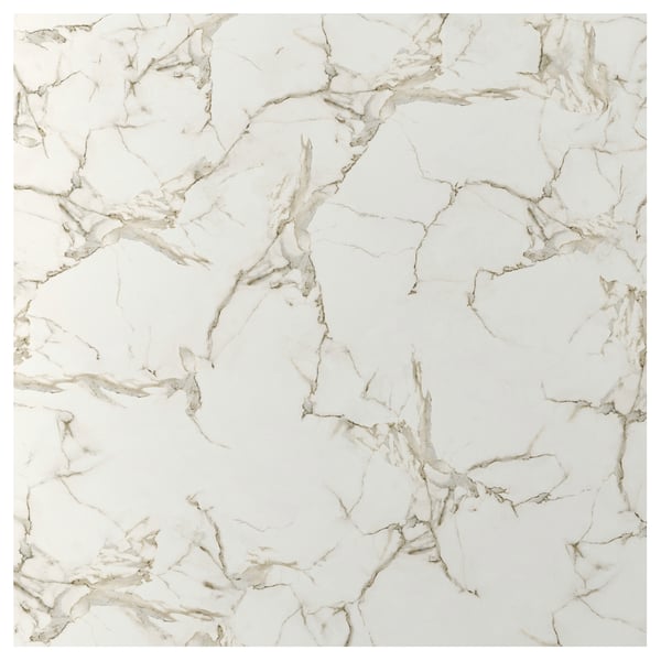 RUNSBÄCK panel: white marble-look, square, high-pressure porcelain.