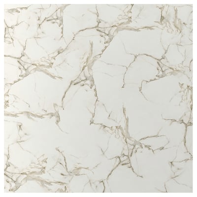 RUNSBÄCK panel: white marble-look, square, high-pressure porcelain.