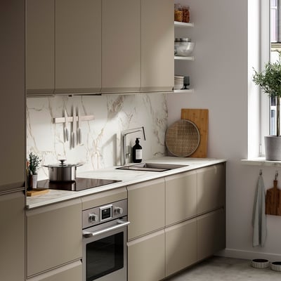 RUNSBÄCK Custom made wall panel, matt white/marble effect high pressure porcelain, 1 m²x2.0 cm