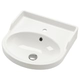 White RUTSJÖN ceramic sink with backsplash.