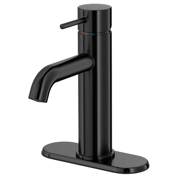 SALLSJÖN matte black modern single-handle wash-basin tap.
