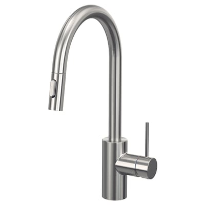 SALLSJÖN Kitchen mixer tap pull out w spray, stainless steel colour