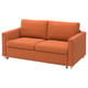 Vibrant orange fabric sofa with clean lines, two cushions, and plush support.