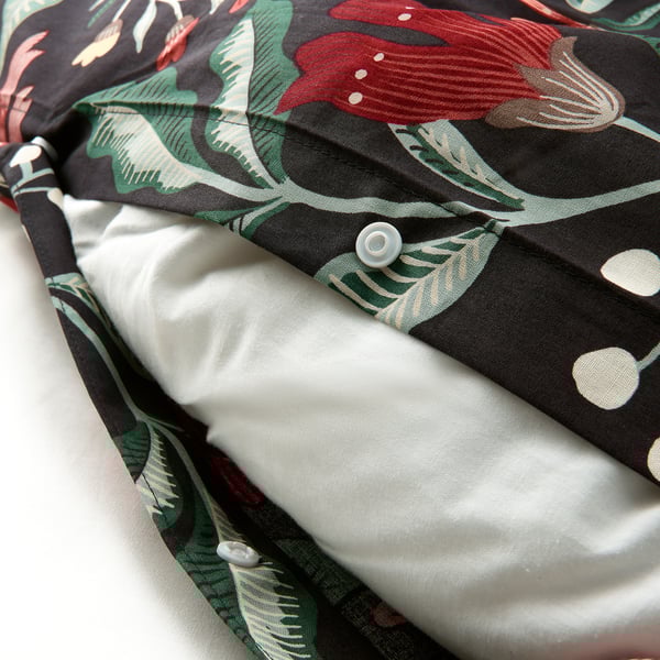 Sammetsblad Duvet Cover And Pillowcase S Black Multicolour Full Queen Double Queen Ikea