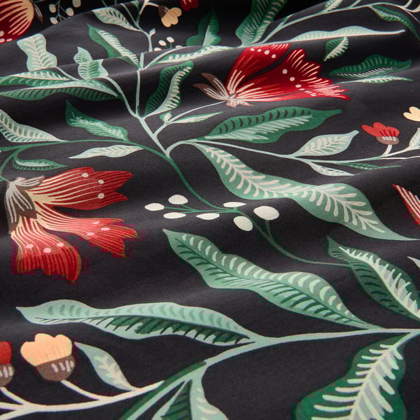 Sammetsblad Duvet Cover And Pillowcase S Black Multicolour Full Queen Double Queen Ikea