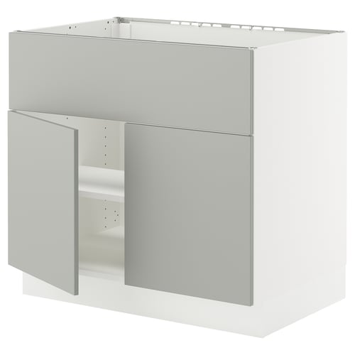 Ikea SEKTION light grey kitchen cabinet with adjustable shelves and dampers.