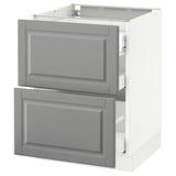 SEKTION Base cab with 2 fronts/3 drawers, white Maximera/Bodbyn grey, 61x61x76 cm