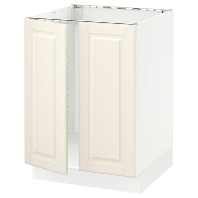 SEKTION Base cabinet for sink + 2 doors, white/Bodbyn off-white, 61x61x76 cm