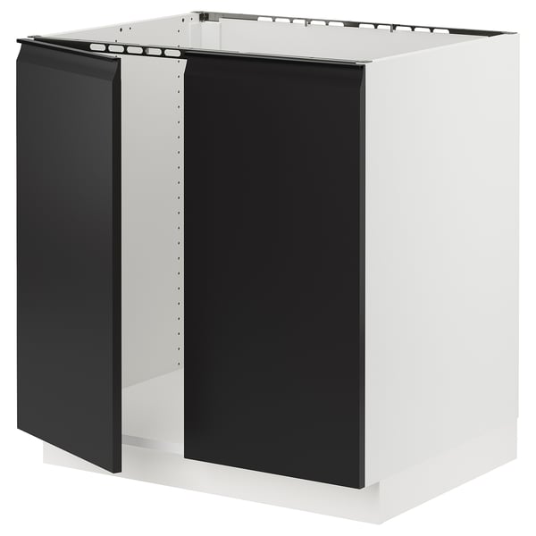SEKTION Base cabinet for sink + 2 doors, white/Upplöv matt anthracite, 76x61x76 cm