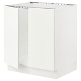 SEKTION Base cabinet for sink + 2 doors, white/Vallstena white, 76x61x76 cm
