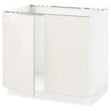 SEKTION Base cabinet for sink + 2 doors, white/Veddinge white, 91x61x76 cm