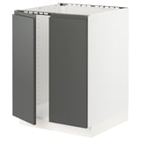 SEKTION Base cabinet for sink + 2 doors, white/Voxtorp dark grey, 61x61x76 cm
