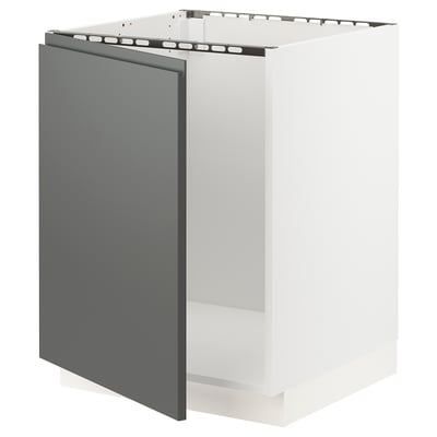 SEKTION Base cabinet for sink, white/Voxtorp dark grey, 61x61x76 cm