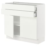 SEKTION Base cabinet w 2 doors/2 drawers, white/Vallstena white, 91x37x76 cm