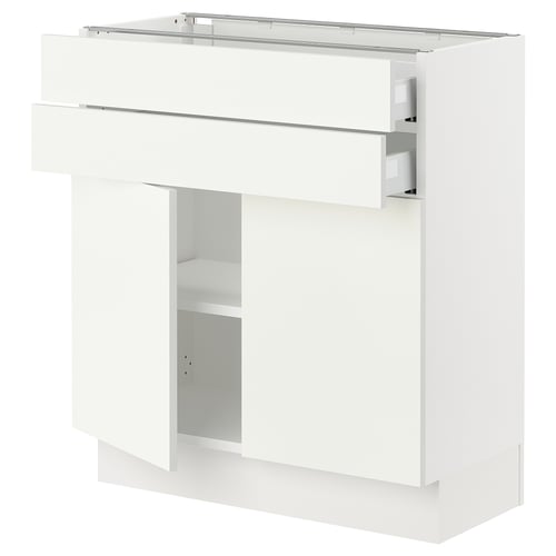 White SEKTION kitchen unit. Made of particleboard and plastic. Drawer and adjustable shelves.