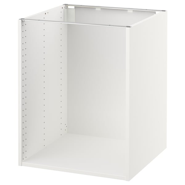 White SEKTION cabinet, modern kitchen storage, metal frame, adjustable shelves.