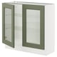 SEKTION Base cabinet with 2 glass doors, white/Axstad grey-green, 91x37x76 cm