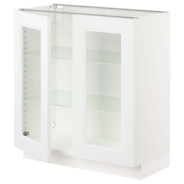 SEKTION Base cabinet with 2 glass doors, white/Axstad matt white, 76x37x76 cm