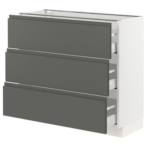 Dark grey SEKTION kitchen cabinet with 3 drawers, modern design