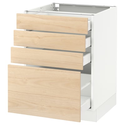 Wooden three-drawer cabinet in light ash, part of ikea SEKTION kitchen series.