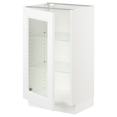 SEKTION Base cabinet with glass door, white/Axstad matt white, 46x37x76 cm