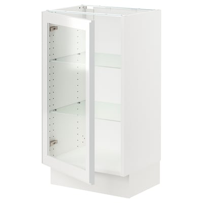 SEKTION Base cabinet with glass door, white/Hejsta white clear glass, 46x37x76 cm