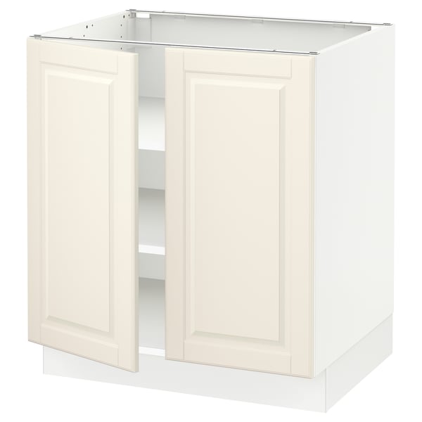 SEKTION Base cabinet with shelves/2 doors, white/Bodbyn off-white, 76x61x76 cm