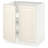 SEKTION Base cabinet with shelves/2 doors, white/Bodbyn off-white, 76x61x76 cm