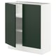 Option: SEKTION Base cabinet with shelves/2 doors, white/Havstorp deep green, 76x37x76 cm