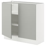 SEKTION Base cabinet with shelves/2 doors, white/Havstorp light grey, 91x37x76 cm