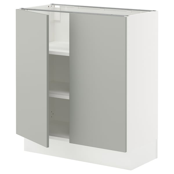 SEKTION Base cabinet with shelves/2 doors, white/Havstorp light grey, 76x37x76 cm