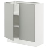 SEKTION Base cabinet with shelves/2 doors, white/Havstorp light grey, 76x37x76 cm