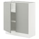 SEKTION Base cabinet with shelves/2 doors, white/Havstorp light grey, 76x37x76 cm