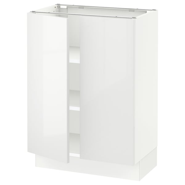 SEKTION Base cabinet with shelves/2 doors, white/Ringhult white, 61x37x76 cm