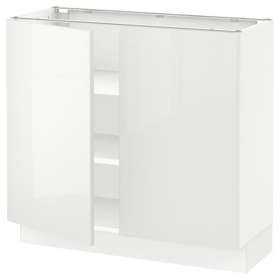 SEKTION Base cabinet with shelves/2 doors, white/Ringhult white, 91x37x76 cm