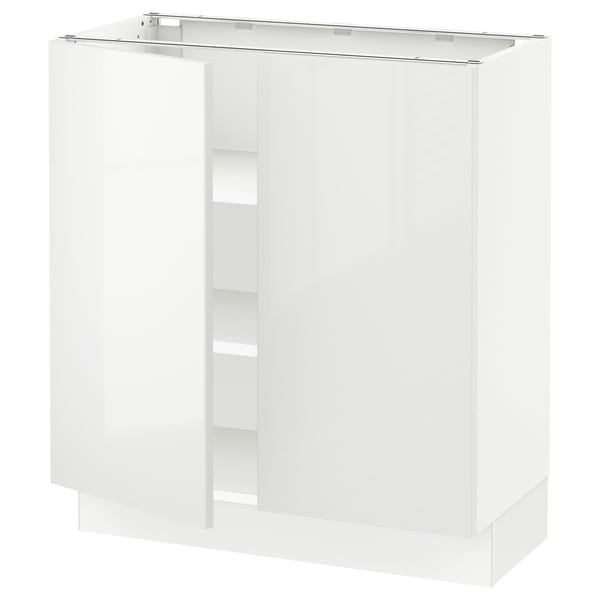 SEKTION Base cabinet with shelves/2 doors, white/Ringhult white, 76x37x76 cm