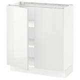 SEKTION Base cabinet with shelves/2 doors, white/Ringhult white, 76x37x76 cm