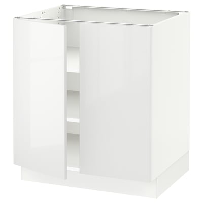 SEKTION Base cabinet with shelves/2 doors, white/Ringhult white, 76x61x76 cm
