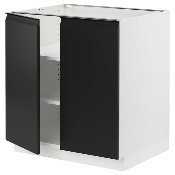 SEKTION Base cabinet with shelves/2 doors, white/Upplöv matt anthracite, 76x61x76 cm
