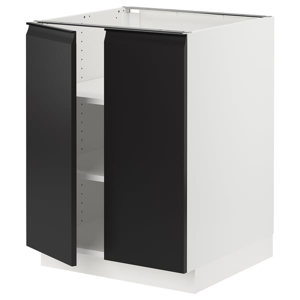 SEKTION Base cabinet with shelves/2 doors, white/Upplöv matt anthracite, 61x61x76 cm