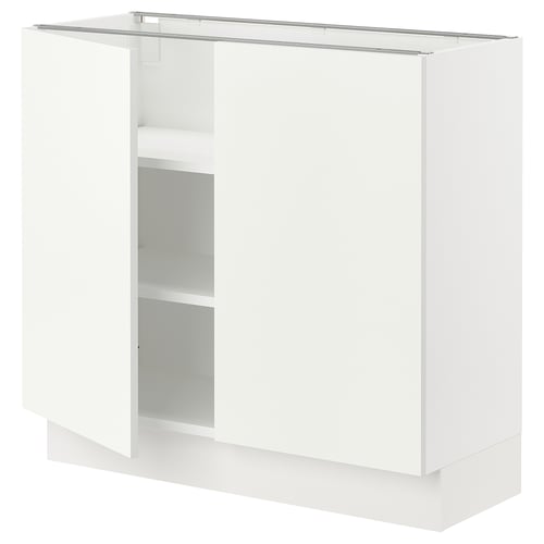 White SEKTION kitchen cabinet, modern design, glossy finish, two doors, adjustable shelves.