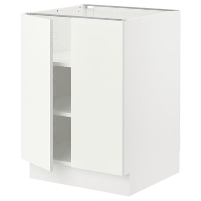 SEKTION Base cabinet with shelves/2 doors, white/Vallstena white, 61x61x76 cm