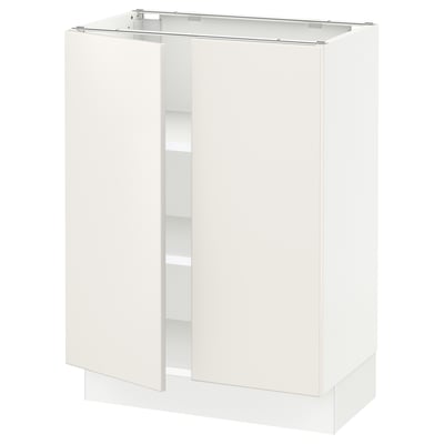SEKTION Base cabinet with shelves/2 doors, white/Veddinge white, 61x37x76 cm