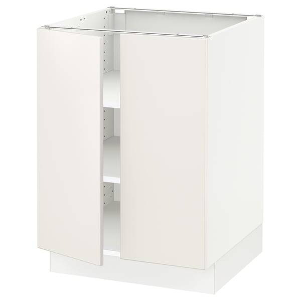 SEKTION Base cabinet with shelves/2 doors, white/Veddinge white, 61x61x76 cm