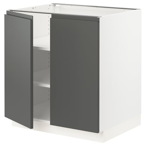 IKEAs SEKTION kitchen unit in dark grey with white interior, modern design.